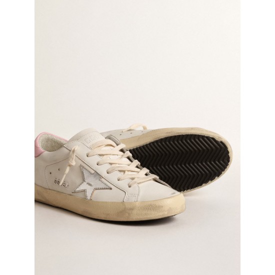 Women's Super-Star with silver leather star and pink heel tab