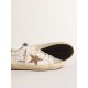 Women's Super-Star with gold glitter star and ice-gray suede inserts