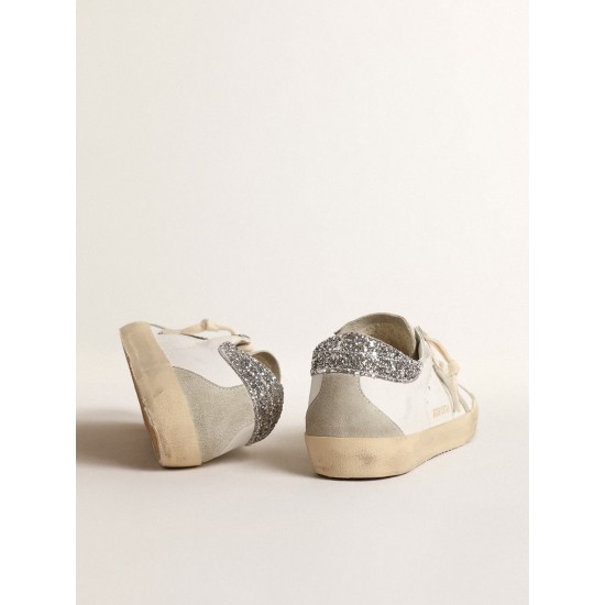 Women's Super-Star with gray star and silver glitter heel tab