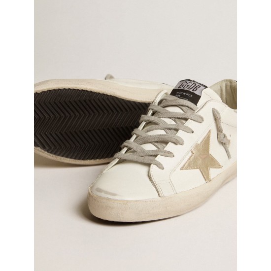 Women's Super-Star with gold star and black glitter heel tab