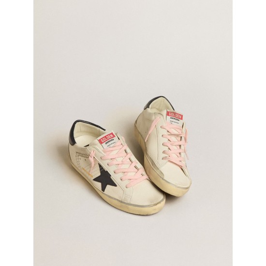 Women's Super-Star LTD with blue leather star and decorative studs