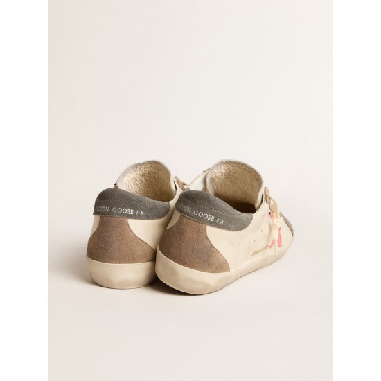 Women's Super-Star LTD with pink gabardine star and gray suede heel tab