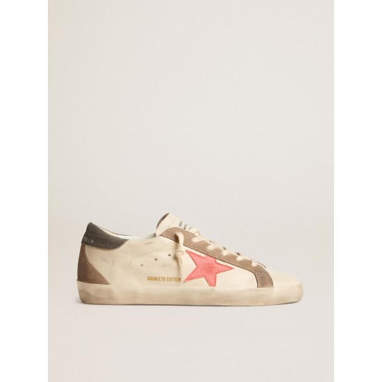 Women's Super-Star LTD with pink gabardine star and gray suede heel tab