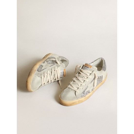 Women's Super-Star in silver glitter with ice-gray star and inserts