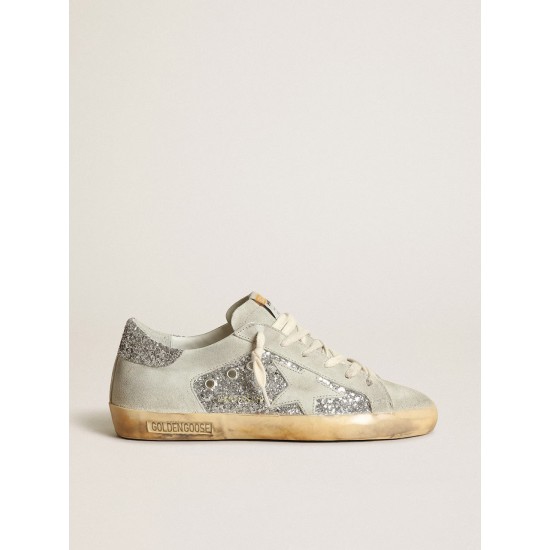 Women's Super-Star in silver glitter with ice-gray star and inserts