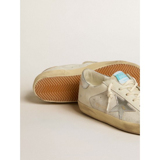 Super-Star in white leather and suede with silver and gold leather star