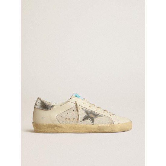 Super-Star in white leather and suede with silver and gold leather star