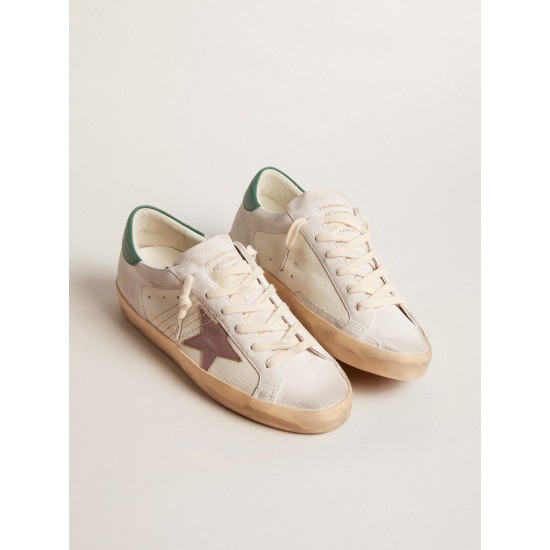 Super-Star LTD in suede with pink leather star and green heel tab