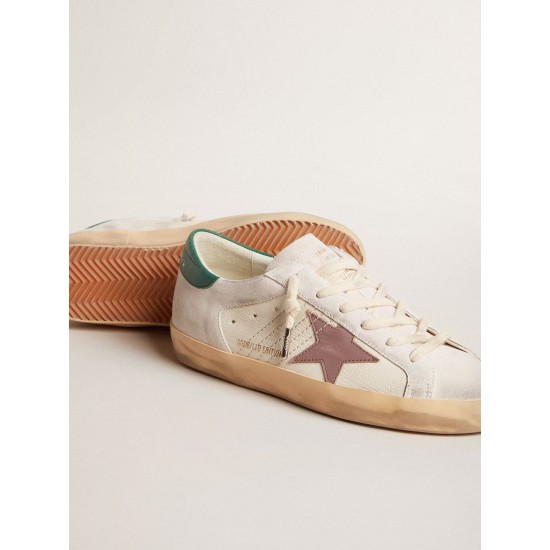 Super-Star LTD in suede with pink leather star and green heel tab