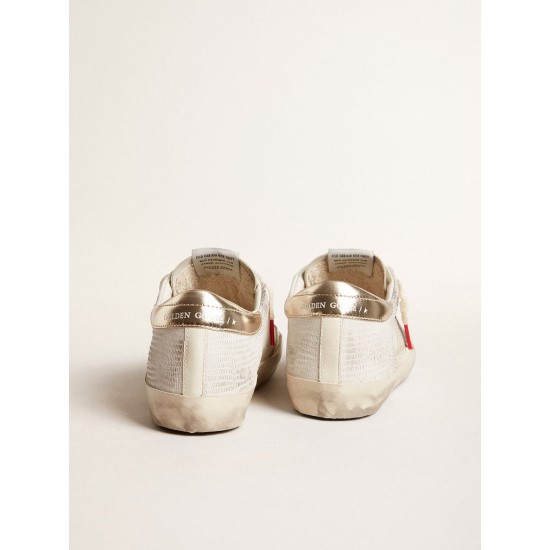 Women's Super-Star with lizard print with green star and platinum heel tab