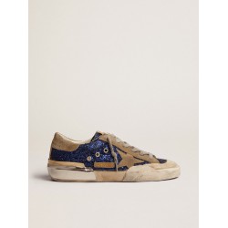 Women's Super-Star in blue glitter with dove gray suede star