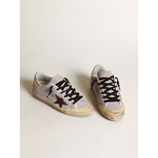 Super-Star in lilac suede with a brown star and gold heel tab