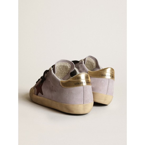 Super-Star in lilac suede with a brown star and gold heel tab