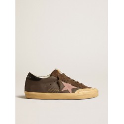 Women's Super-Star Penstar LTD in brown leather with pink suede star