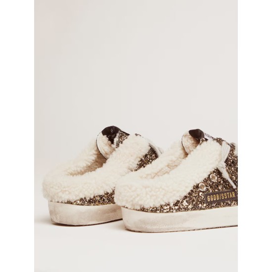 Women's Super-Star Sabot with glitter and shearling interior