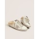 Super-Star Sabots in white leather with shearling lining