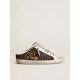 Women's Super-Star Sabot in leopard print pony skin with black star