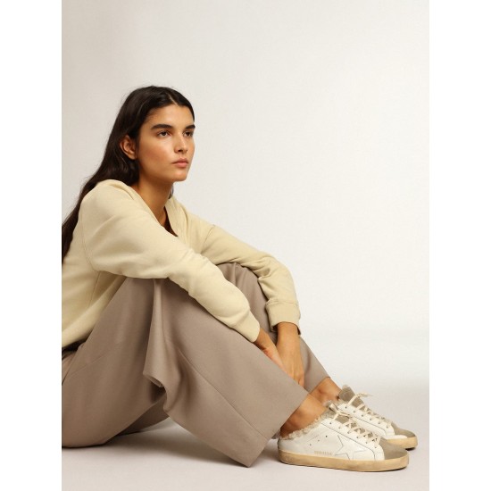 Super-Star Sabots with white leather star and shearling lining