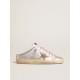 Super-Star Sabots in silver metallic leather with suede star