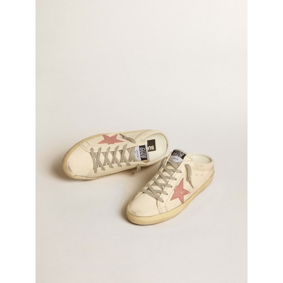 Women's Super-Star Sabots in nappa with pink leather star