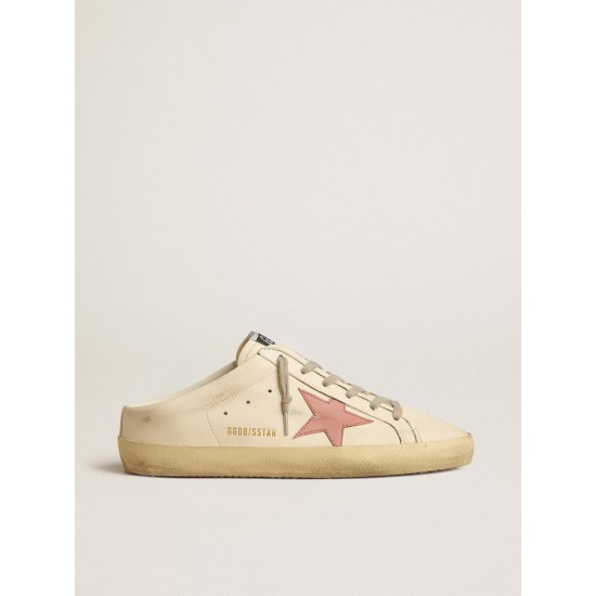 Women's Super-Star Sabots in nappa with pink leather star