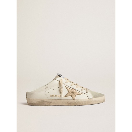 Super-Star Sabots with platinum star and ice-gray suede tongue