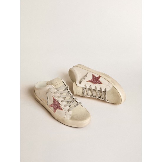 Bio-based Super-Star Sabot with pink glitter star and suede toe