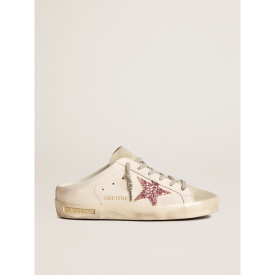 Bio-based Super-Star Sabot with pink glitter star and suede toe