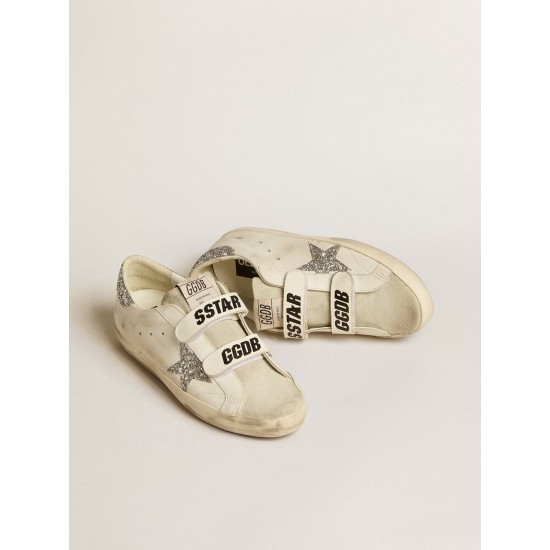 Women's Old School with silver glitter star and ice-gray suede tongue