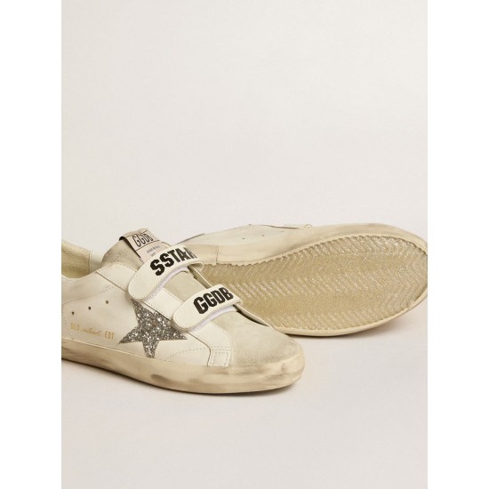 Women's Old School with silver glitter star and ice-gray suede tongue