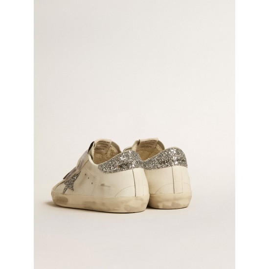 Women's Old School with silver glitter star and ice-gray suede tongue