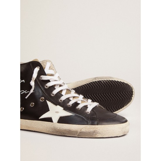 Women's Francy with black leather upper and white star