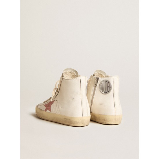 Francy in cream nappa with pink crocodile-print leather star