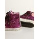 Francy sneakers with sequins and handwritten lettering on the outsole