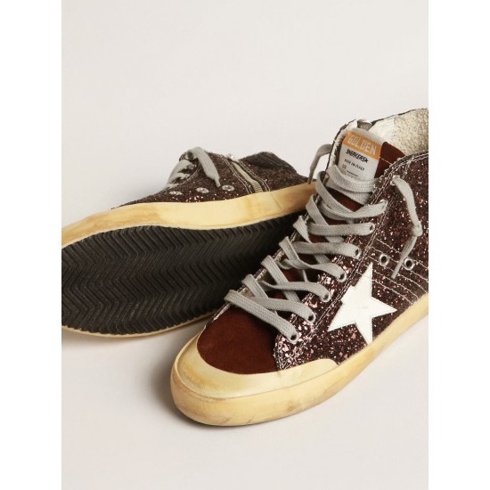 Francy Penstar in brown glitter with white leather star