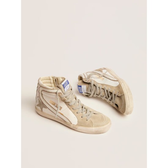 Women's Slide with ice-gray suede star and white flash