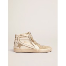 Women's Slide with ice-gray suede star and white flash