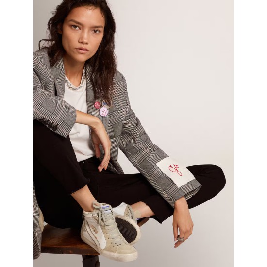 Women's Slide with ice-gray suede star and white flash