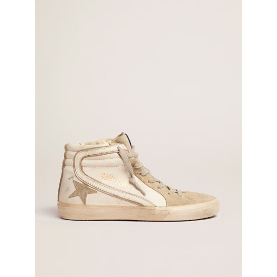 Women's Slide with ice-gray suede star and white flash