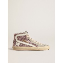 Slide in lilac glitter with white leather star and flash