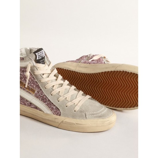 Slide in lilac glitter with white leather star and flash