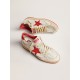 Women's Ball Star in white leather with red star and heel tab