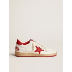 Women's Ball Star in white leather with red star and heel tab
