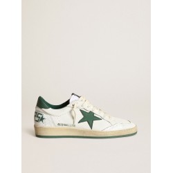 Women's Ball Star in white nappa leather with green leather star and heel tab