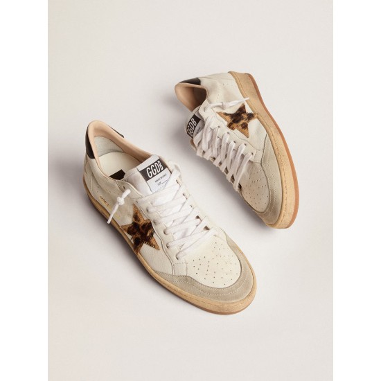 Women's Ball Star with leopard print pony skin star and black heel tab