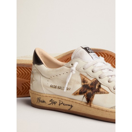 Women's Ball Star with leopard print pony skin star and black heel tab