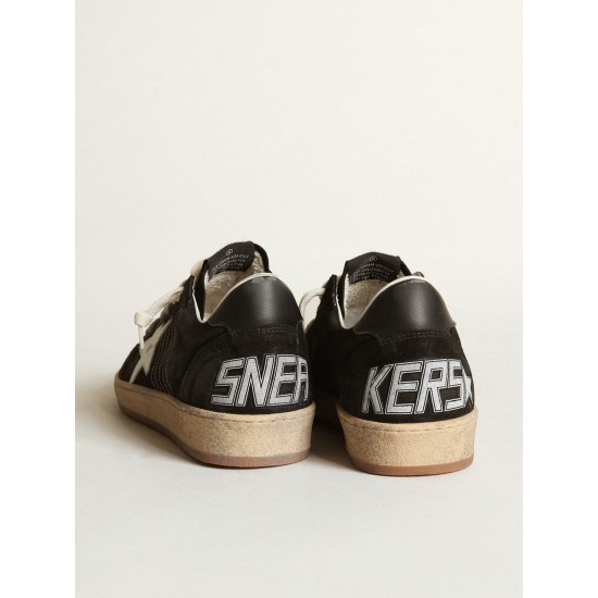 Women's Ball Star in black suede with white leather star