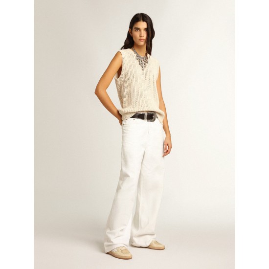 Women's Ball Star in milk-white nylon with white star and heel tab