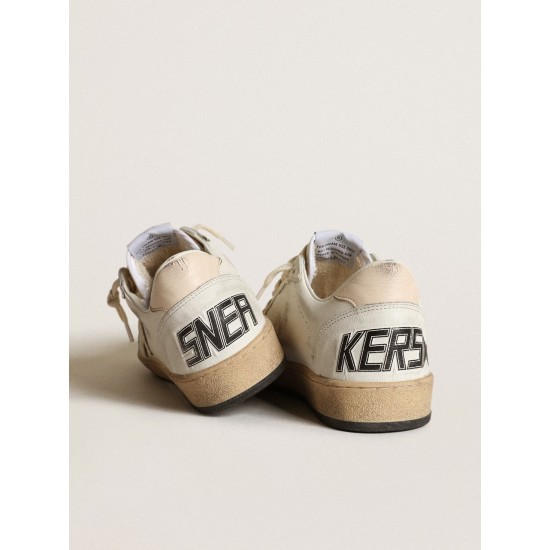 Ball Star LTD in white nappa with a salmon-pink nappa star