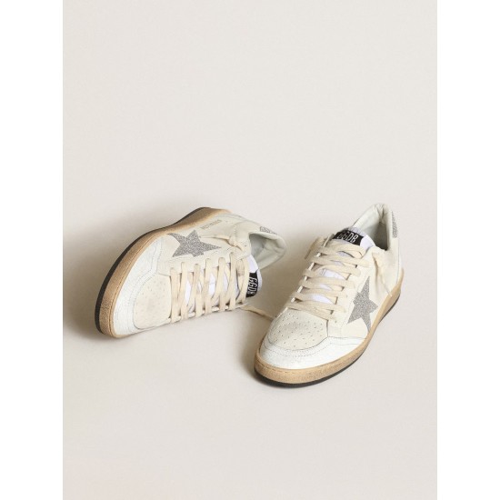 White Ball Star with a Swarovski crystal star and heel tab